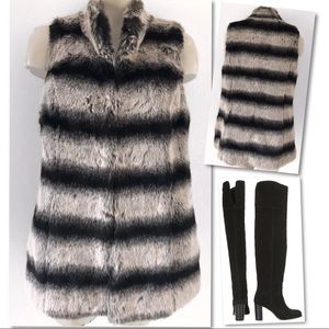 Rachel Zoe Jackets & Coats - RACHEL ZOE FAUX FUR STRIPED VEST SZ M Rachel Zoe Jackets & Coats - RACHEL ZOE FAUX FUR STRIPED VEST SZ M